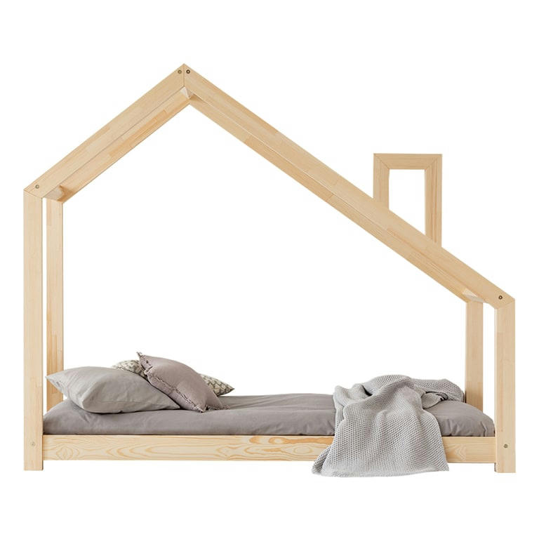 NATHAN - Lit cabane 90x200 sommier inclus naturel