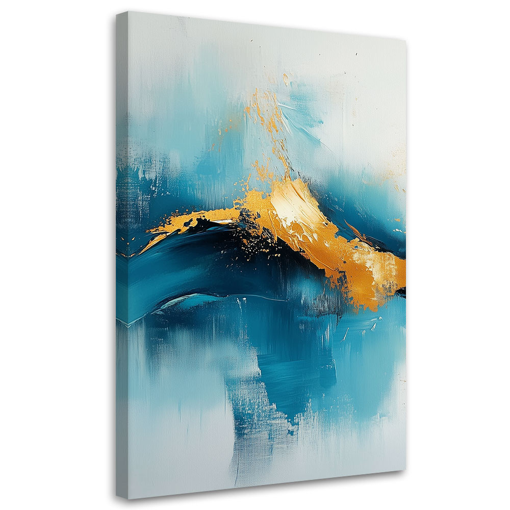 Feeby Obraz na płótnie, Abstrakcja Turkusowa ze Żłotem 40x60