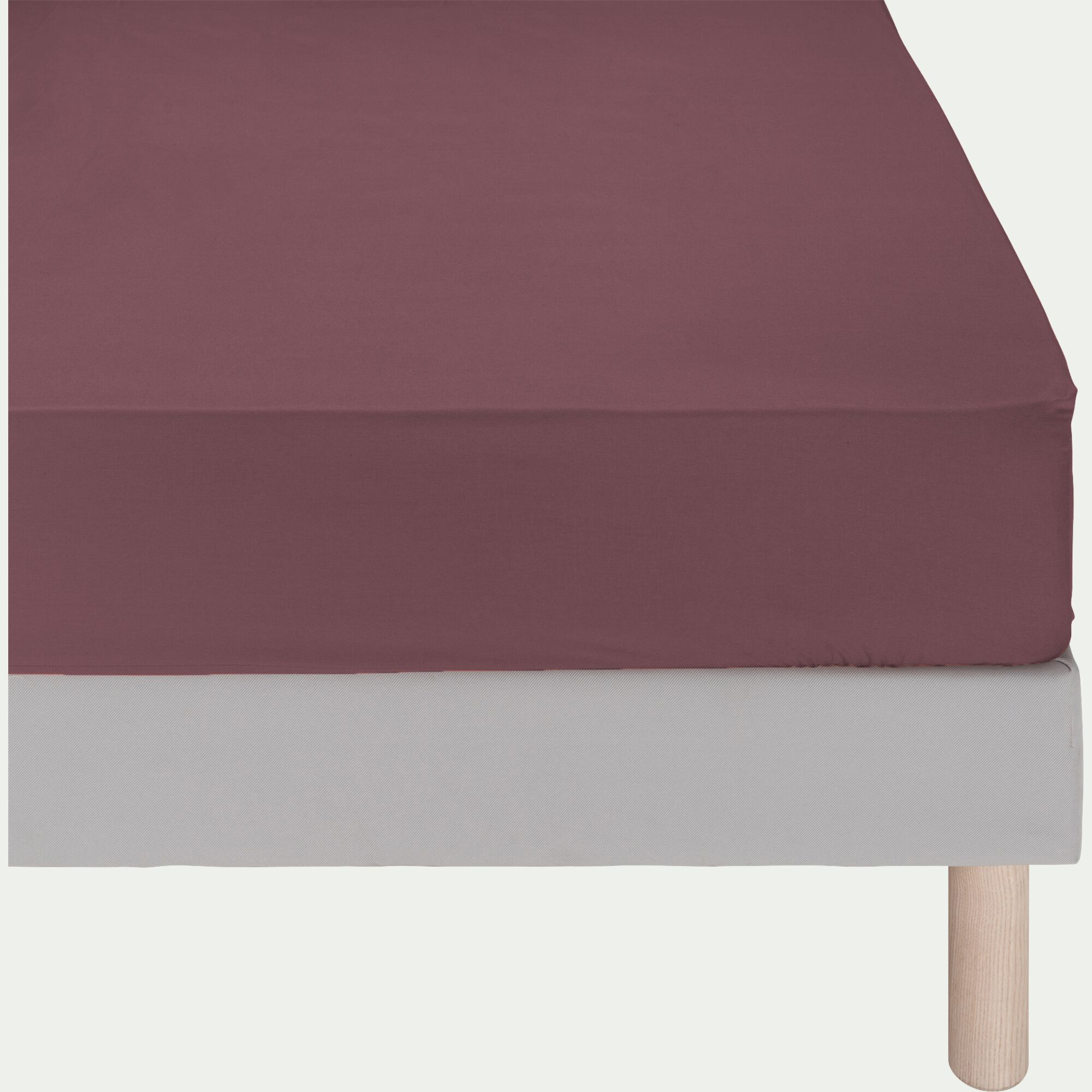 EOLI - Drap housse en coton 180x200cm B30cm - prune