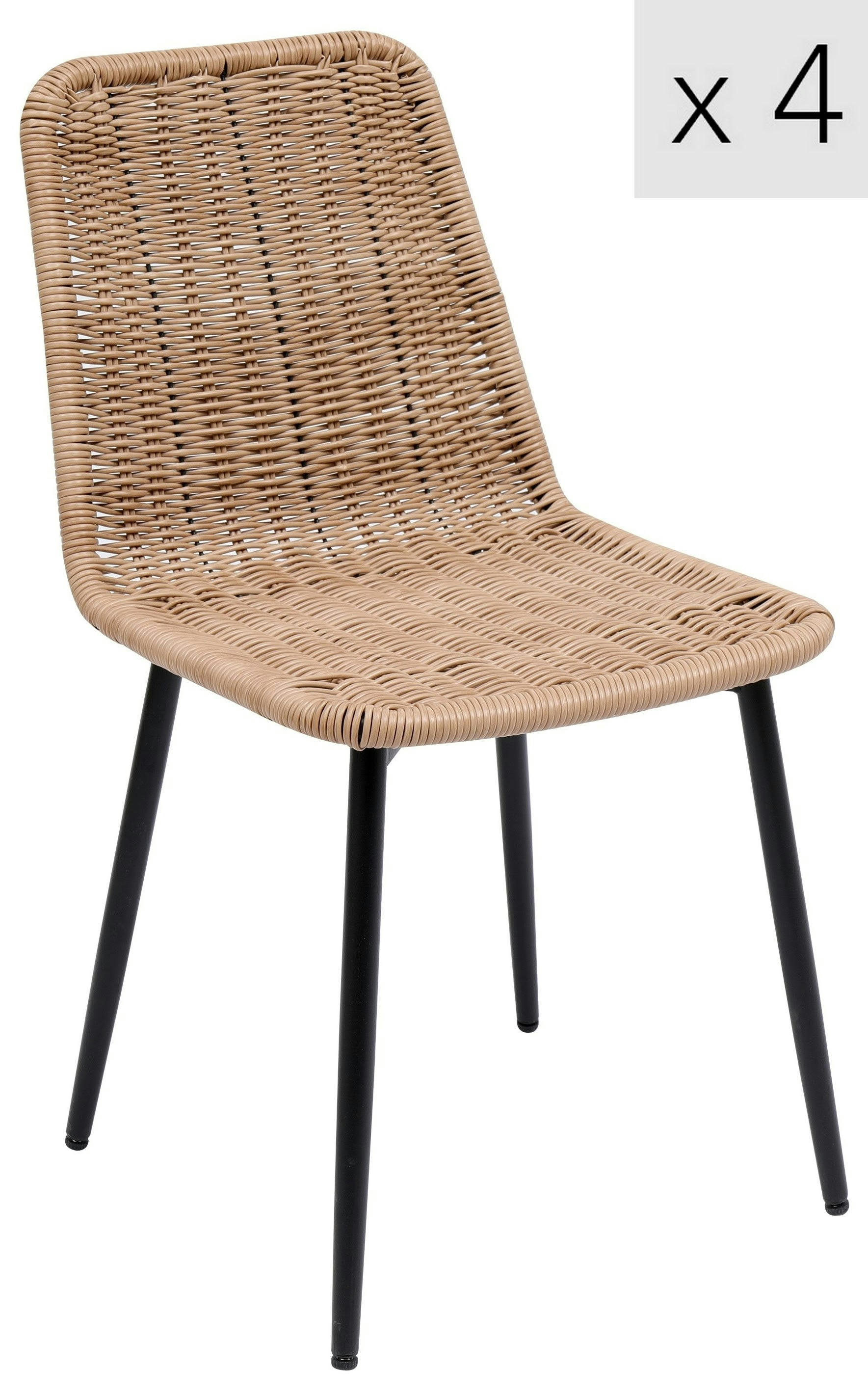 - Lot de 4 chaises en métal et fibres