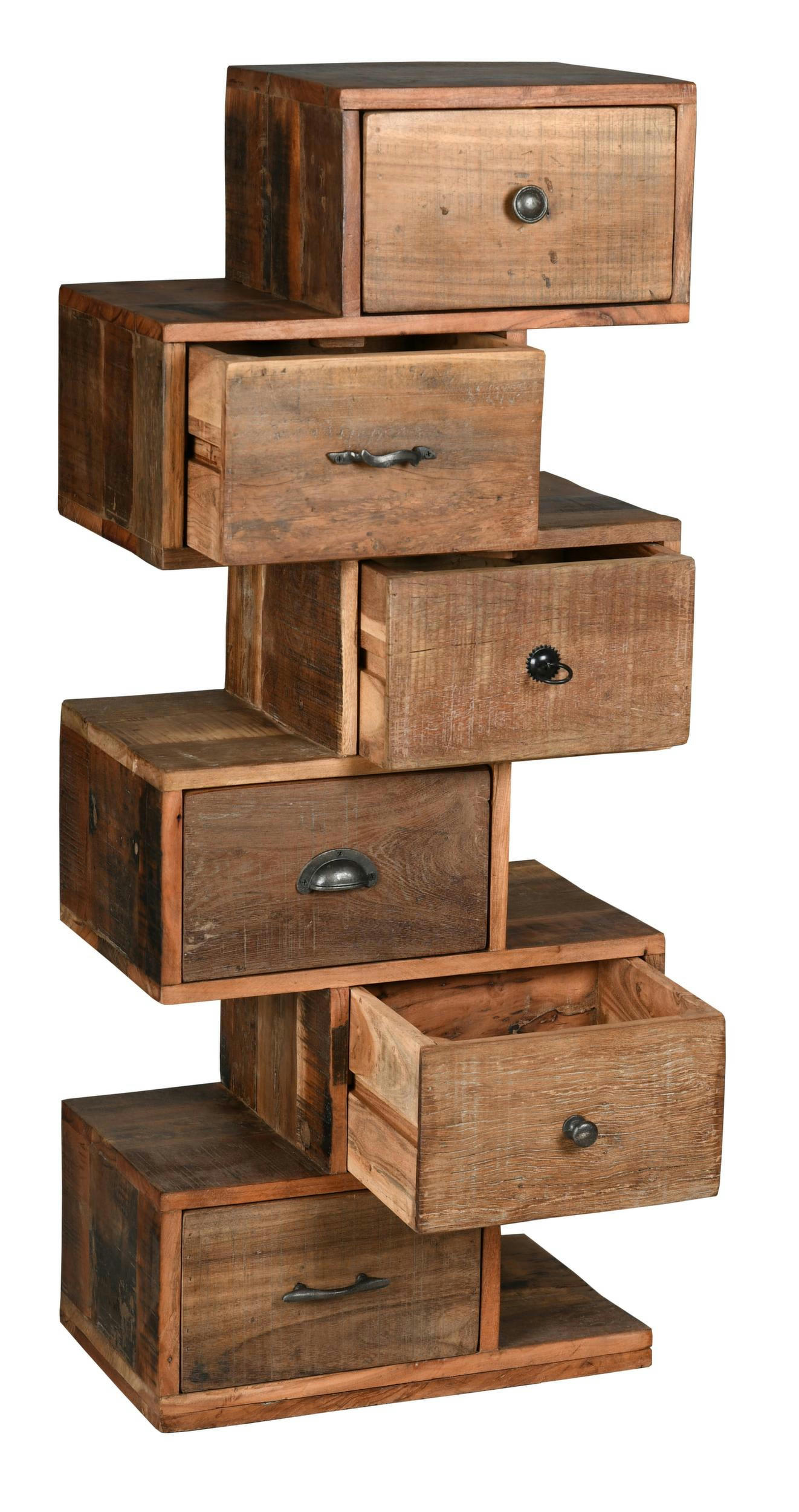 - Commode zig zag en bois recyclé et métal