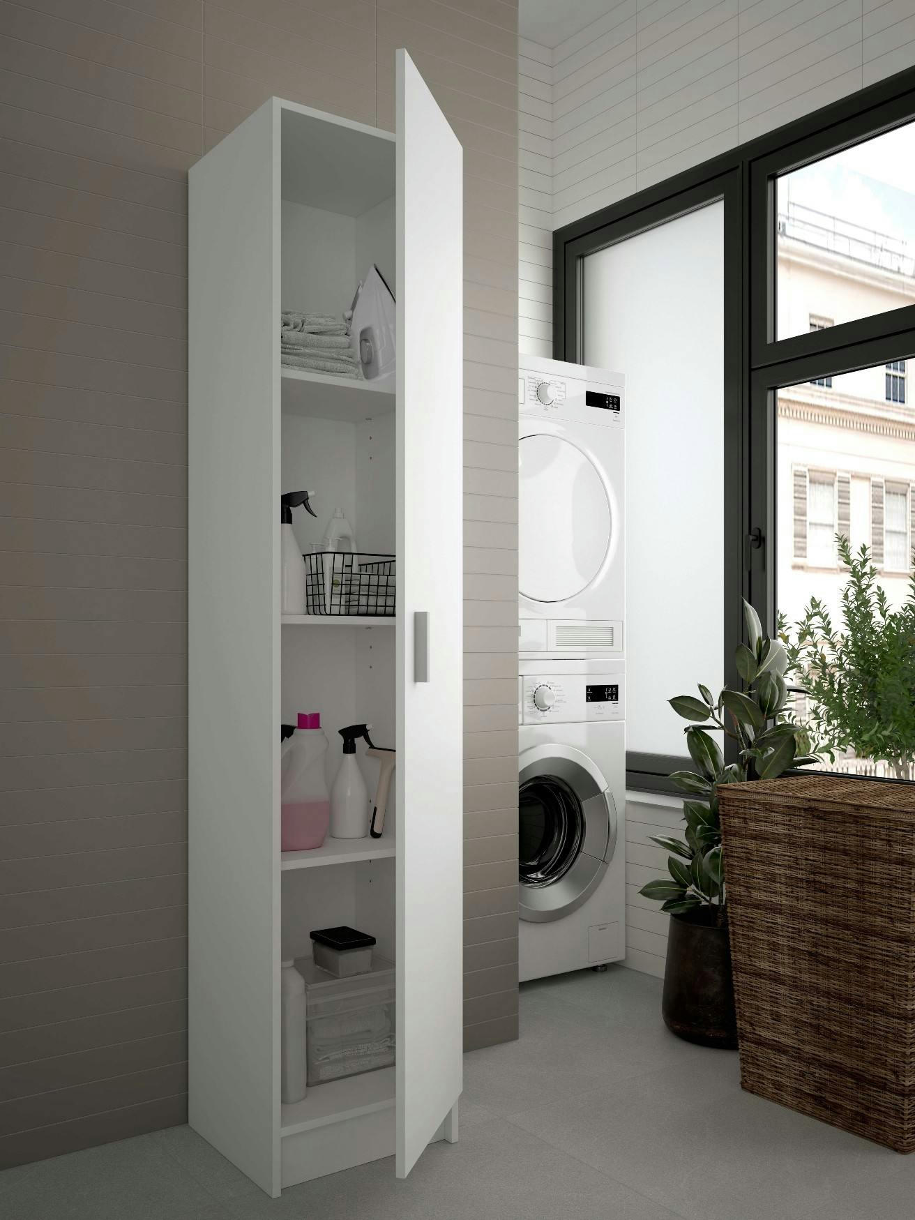 CLEARWATER - Armoire polyvalente 1 porte effet bois blanc