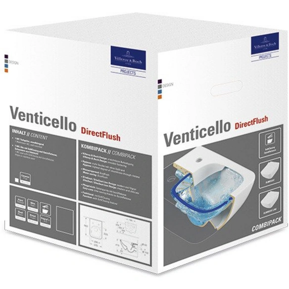 Wand-WC-Komplettset »Venticello«, Tiefspüler, alpinweiß, spülrandlos
