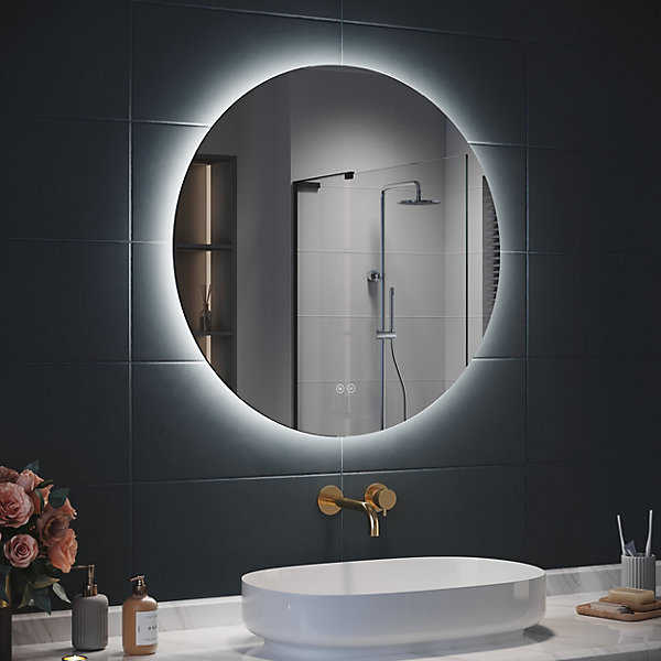 Miroir Rond Lumineux Salle de Bain SIRHONA 80cm LED Eclairage Intégré avec Fonction Anti-buée Mirroir Rond LED Rétro-éclairé