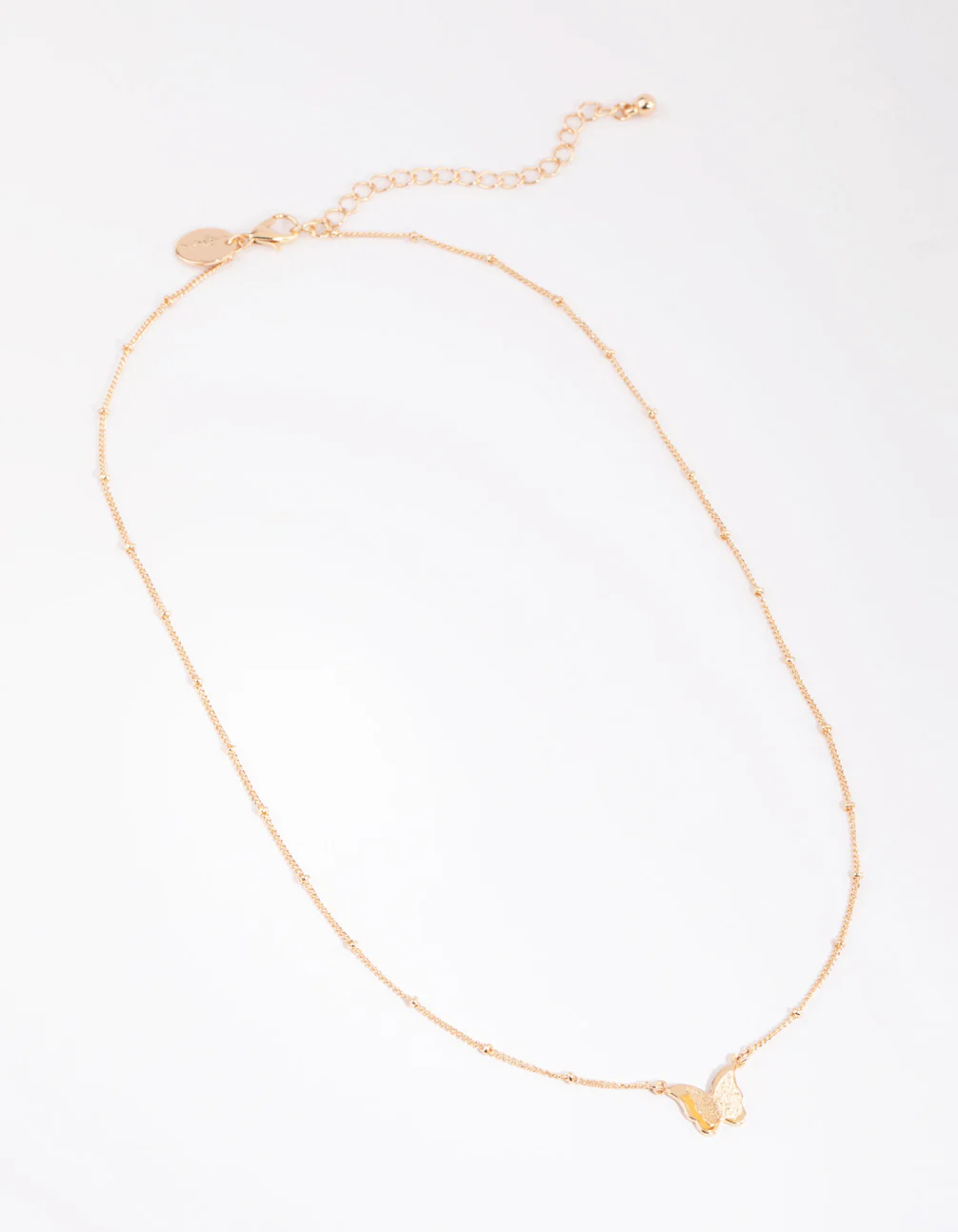 Gold Ball & Chain Butterfly Necklace