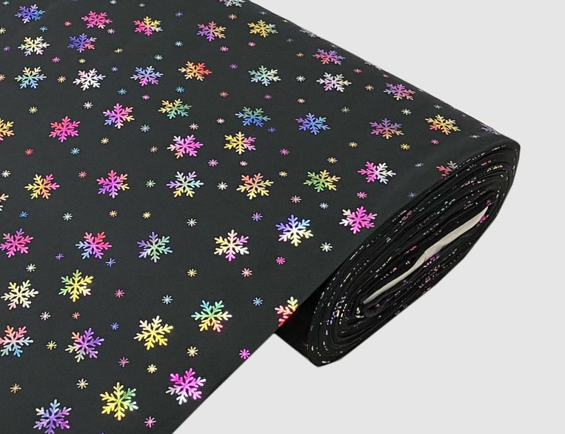 Jerseystoff Schneeflocken Bunt