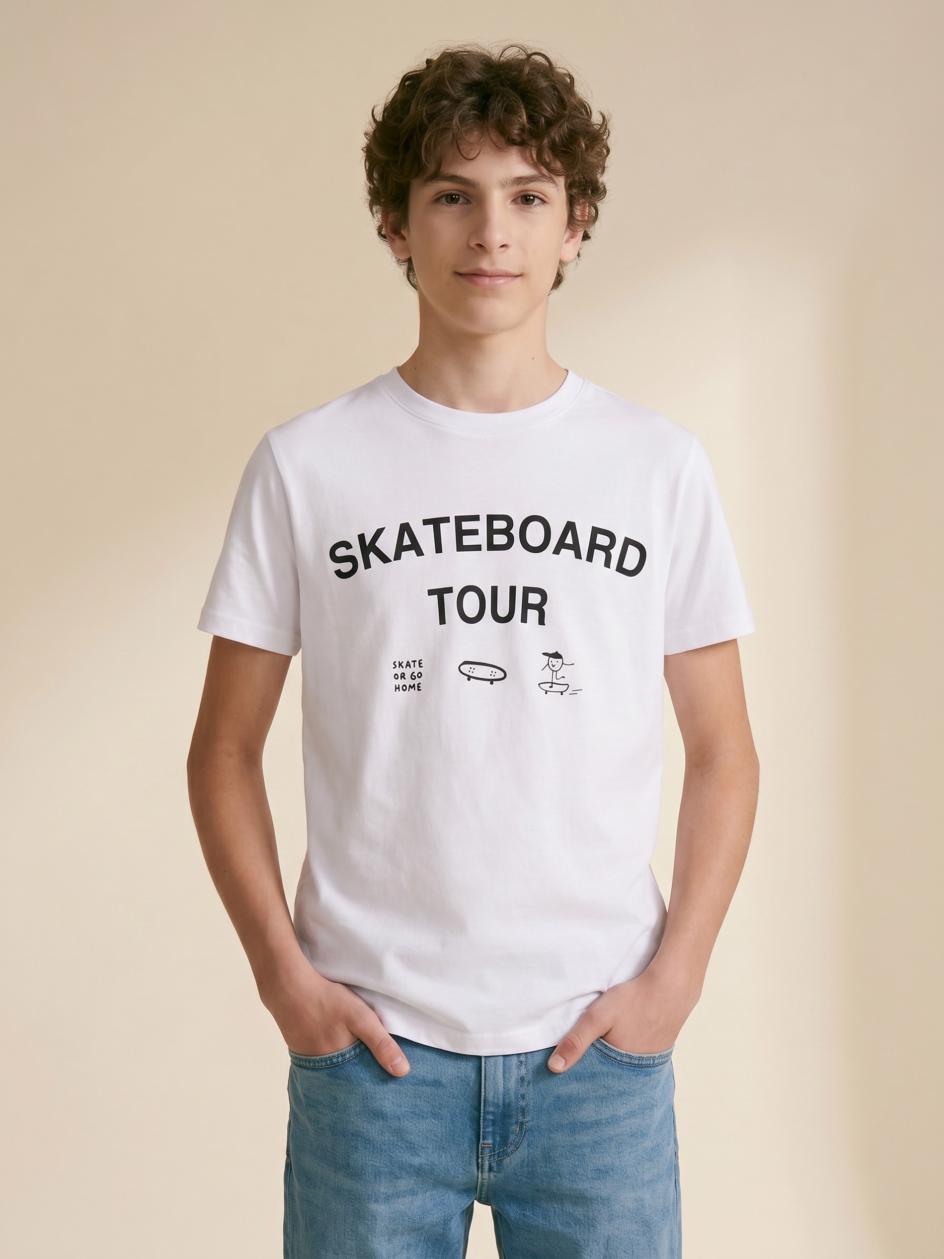 Bawełniane koszulki z nadrukiem w stylu skate 2 pack