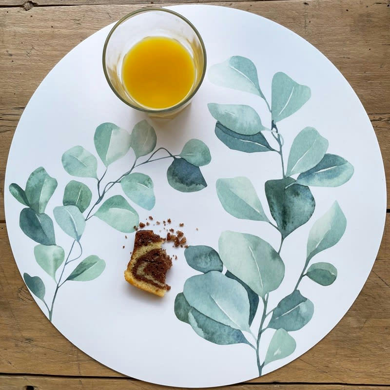 EUCALYPTUS - Lot de 4 sets de table L 38xl 38cm Vert Feuillage