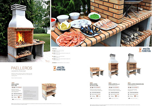 MOVELAR - Barbecue préfabriqué à bois et charbon de bois Paellero Almenara 85 (Gris, Orange - 177x70x120 cm) REF : 3905-Extérieure
