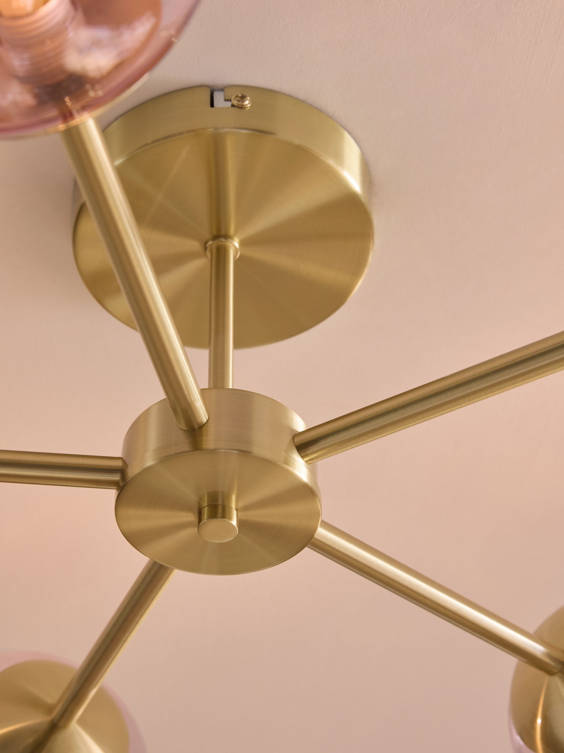 Globe 5 Light Flush Ceiling in Pink