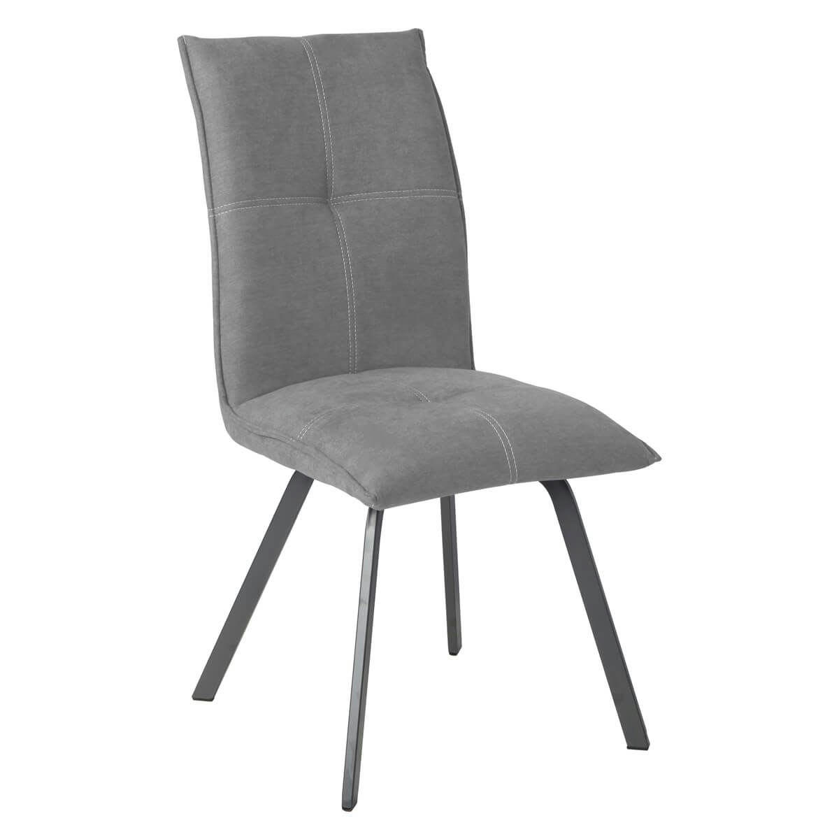 BISPO - Lot  de 2 chaises tissu coloris gris anthracite