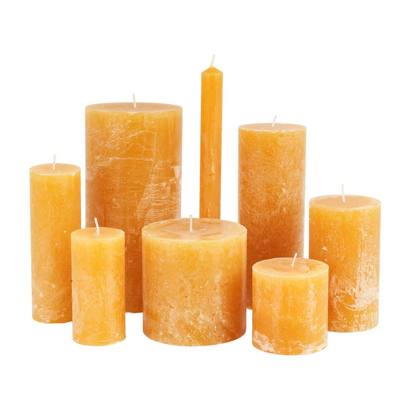 Kaars rustiek - okergeel - &Oslash;15x5 cm