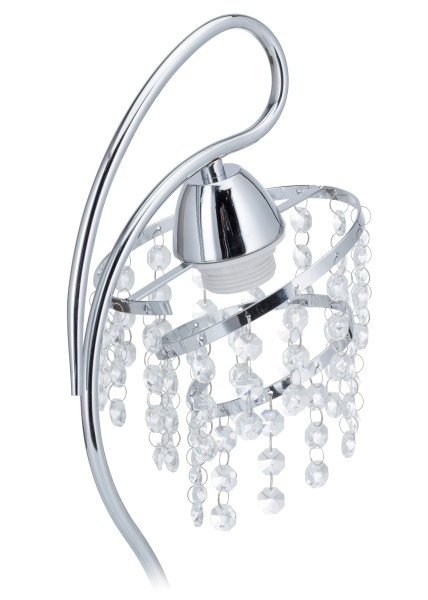 Lampka stołowa Crystal glamour srebrna z kryształkami E27 45 cm