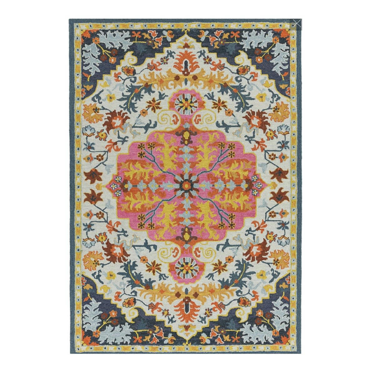 BONDI MEDAILLON - Tapis de salon en laine multicolore 200x290 cm