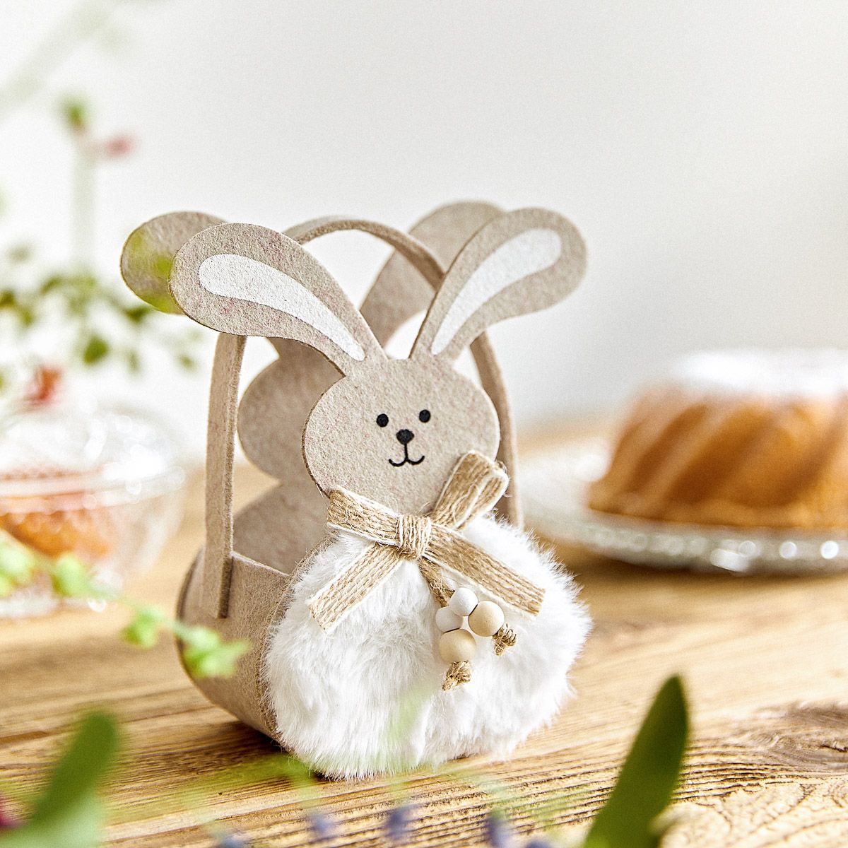 Koszyk TARRA z filcu zając 9x7x16 cm