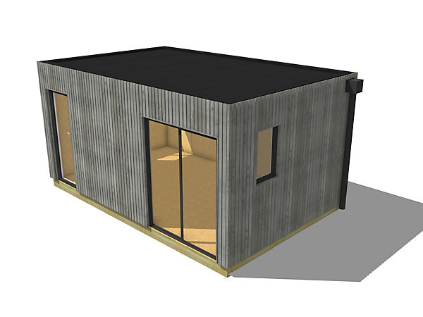 Bureau de jardin 4 saisons en bois 5,5 x 3,5 x 2,7 m / isolation RE2020 avec plancher isolé