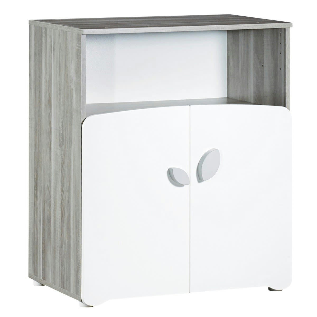 LEAF - Commode à langer 2 portes 97x76x66cm en bois gris