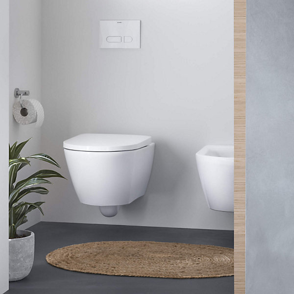 Pack WC suspendu sans bride DURAVIT D-Neo   bâti support GROHE Rapid SL Projet   abattant   plaque chromé