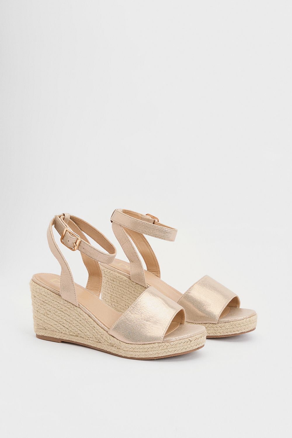 Dorothy Perkins Rebekah Metallic Textile Peep Toe Espadrille Wedge Sandals