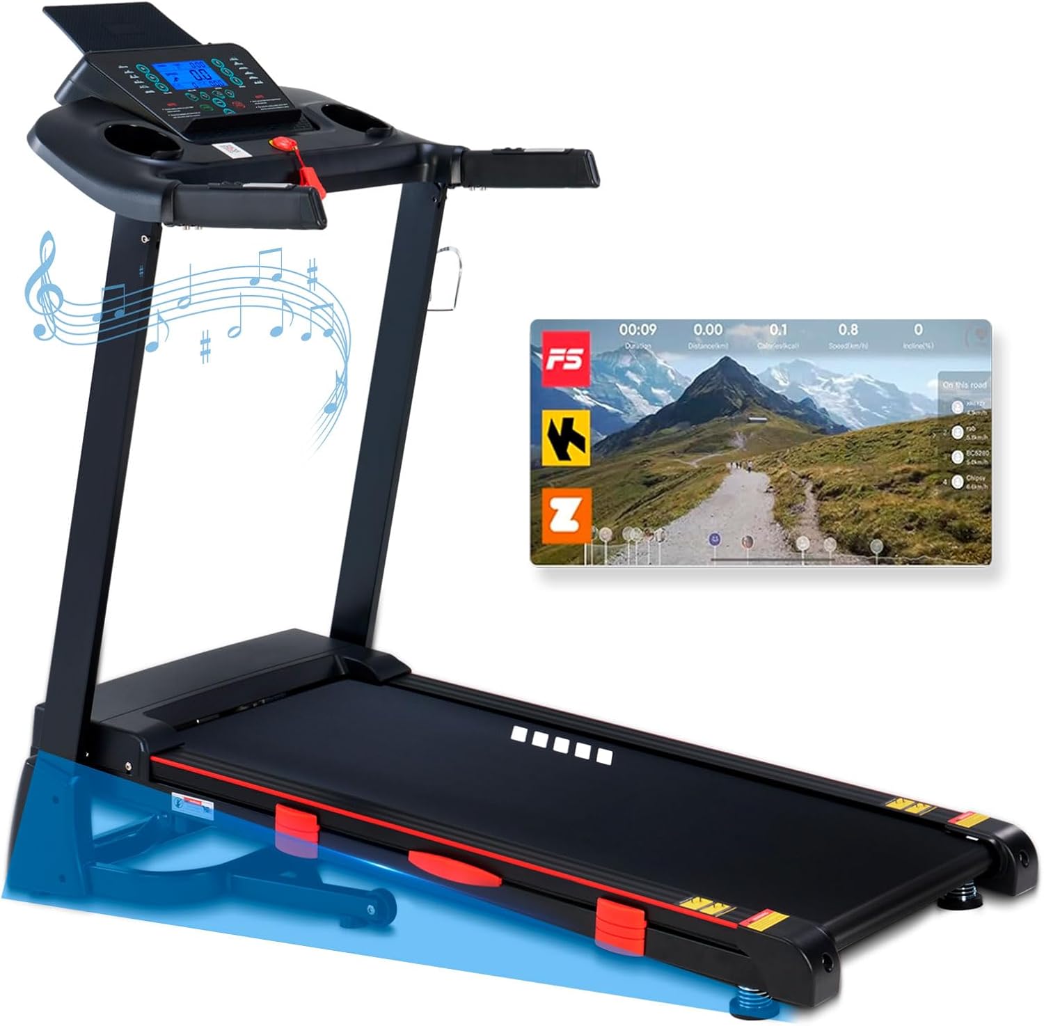 ATEEDGE Treadmills for Home, 15% Auto Incline, 0.5-10 MPH, 18 Belt, 3 HP, 350lb Capacity, Foldable, Bluetooth App