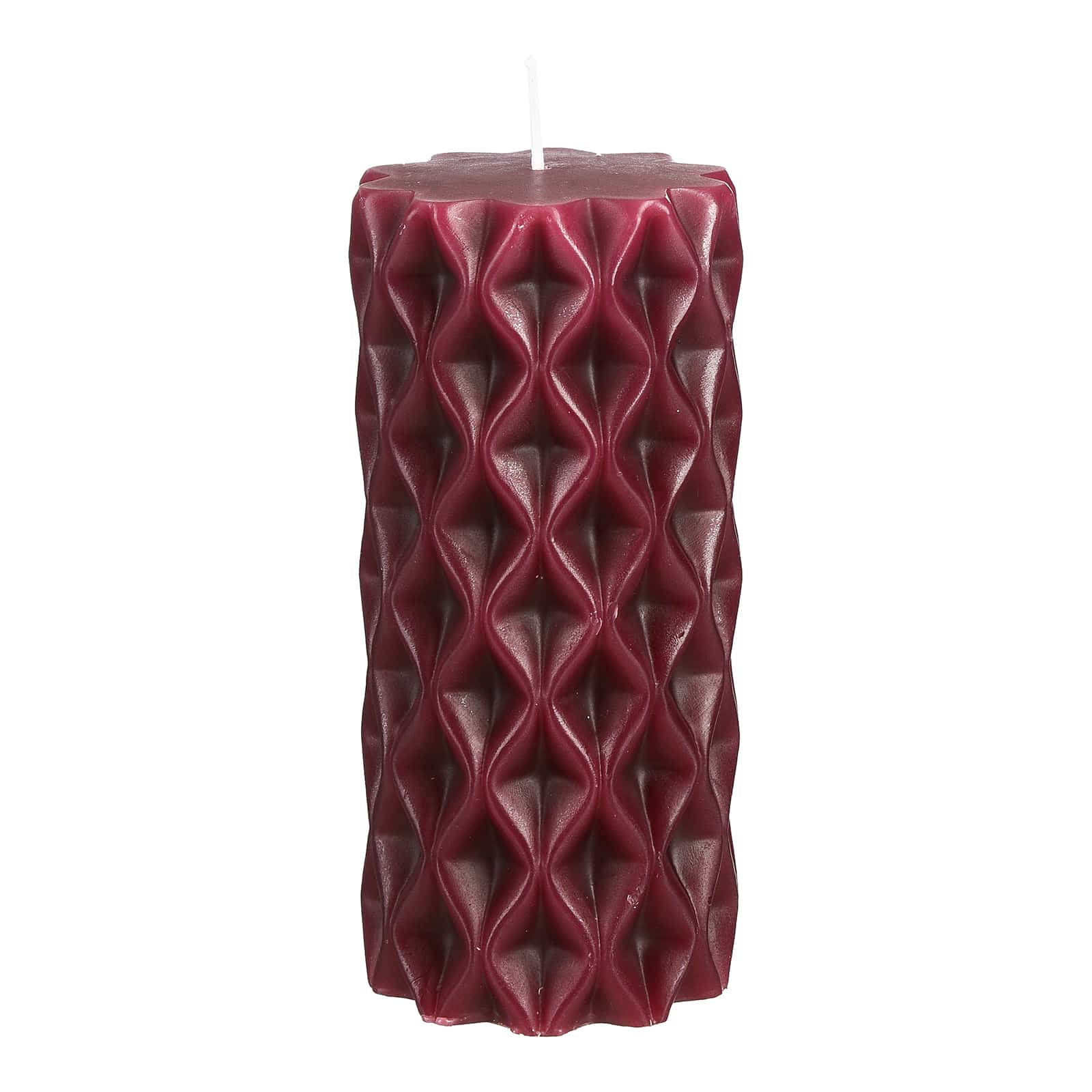 Stumpenkerze Rauten Rot, ⌀ 7 cm, H 150 mm