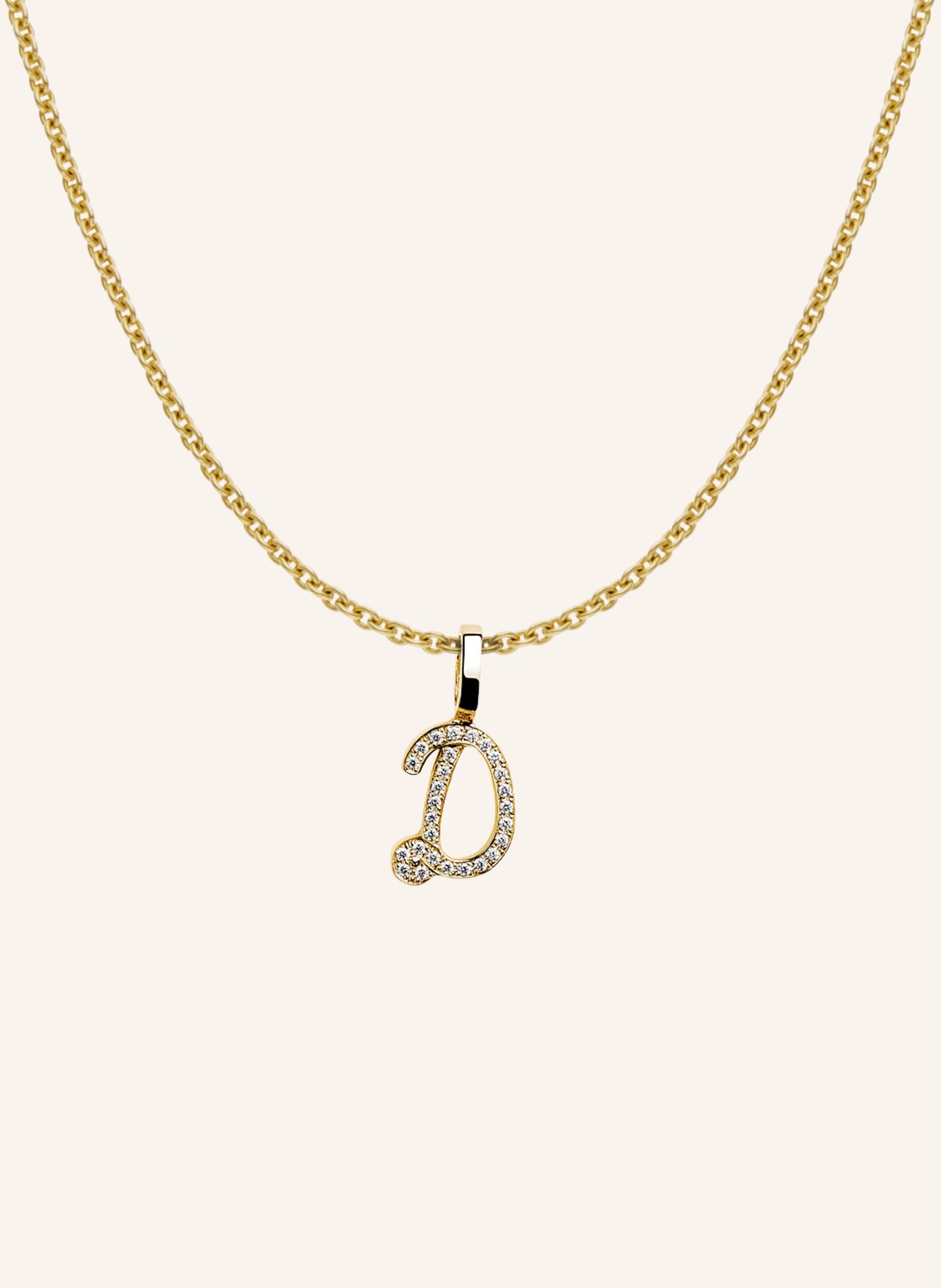 CADA Kette TINY DIAMOND LETTER D