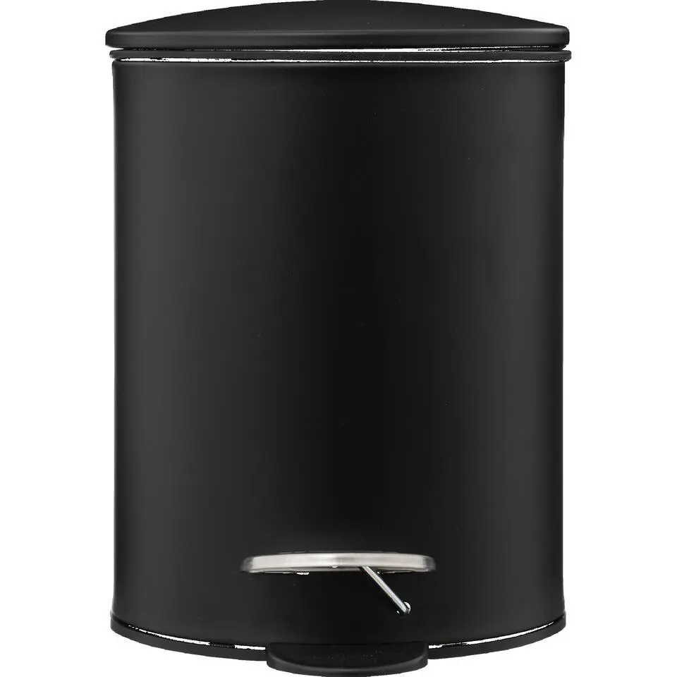 5Five Pedaalemmer - zwart - metaal - 3L - 23 cm - soft close