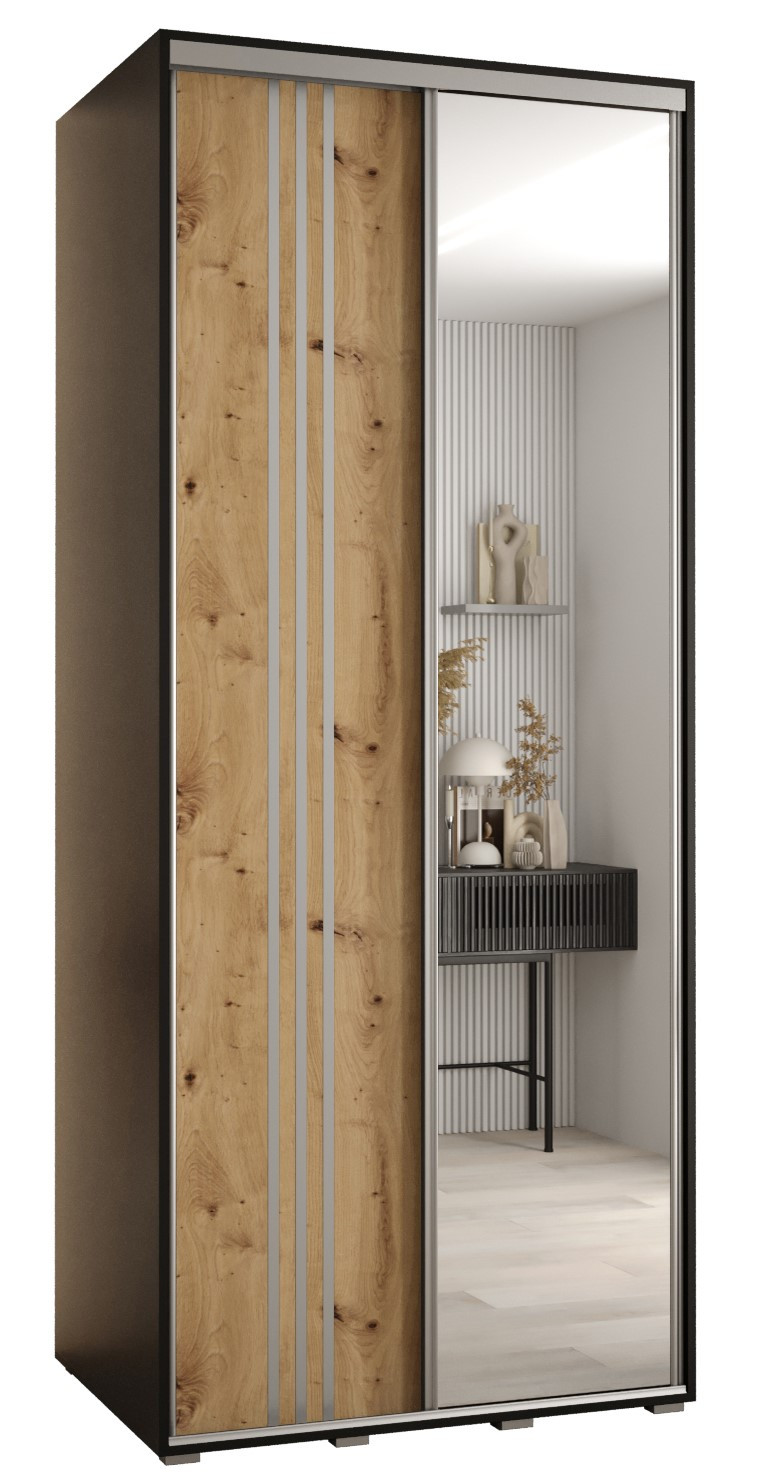 Szafa przesuwna 60 wysoka Davos 7 120 czarny artisan srebrny