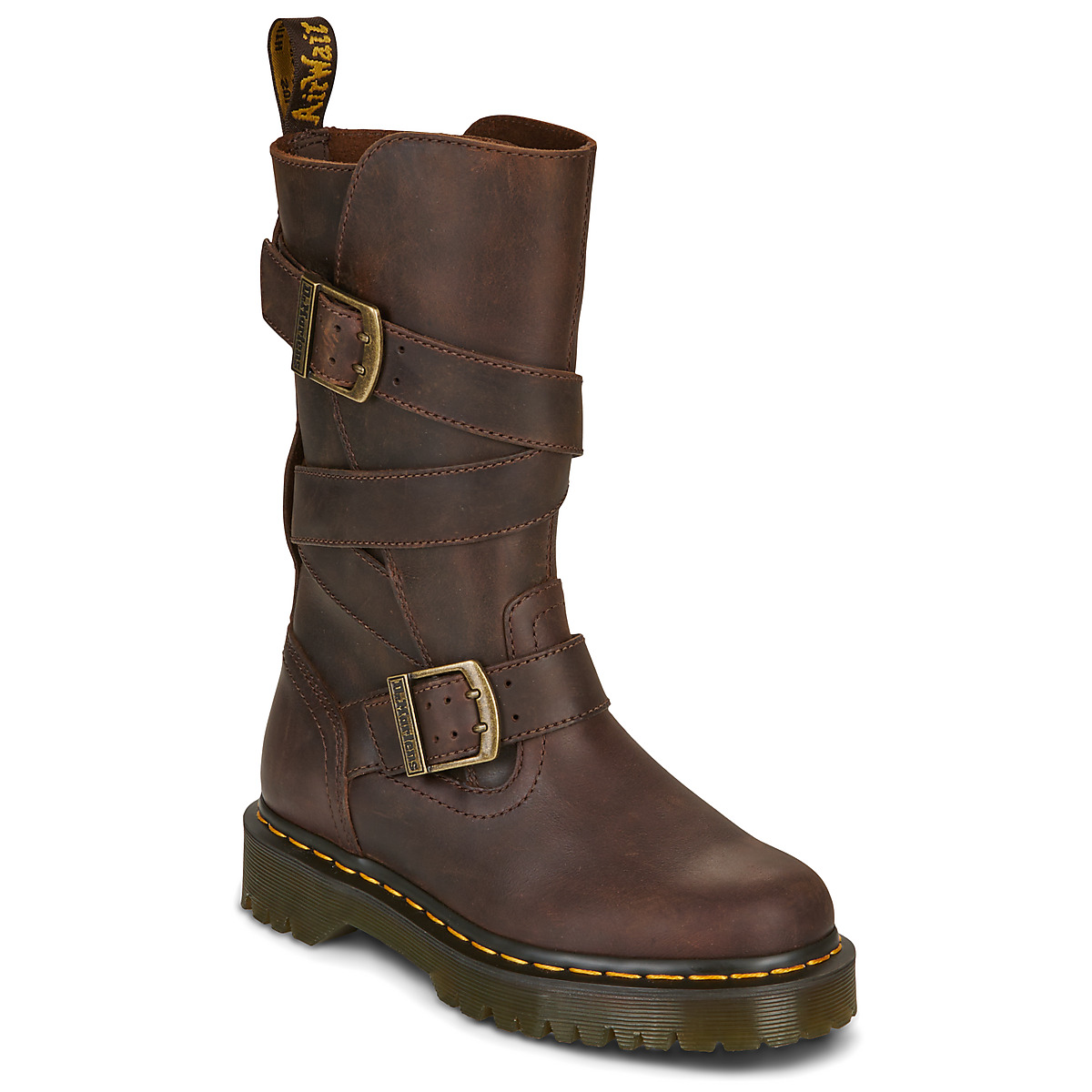 Dr. Martens - Anistone Strap High Boot Dark Brown Crazy Horse - Brown
