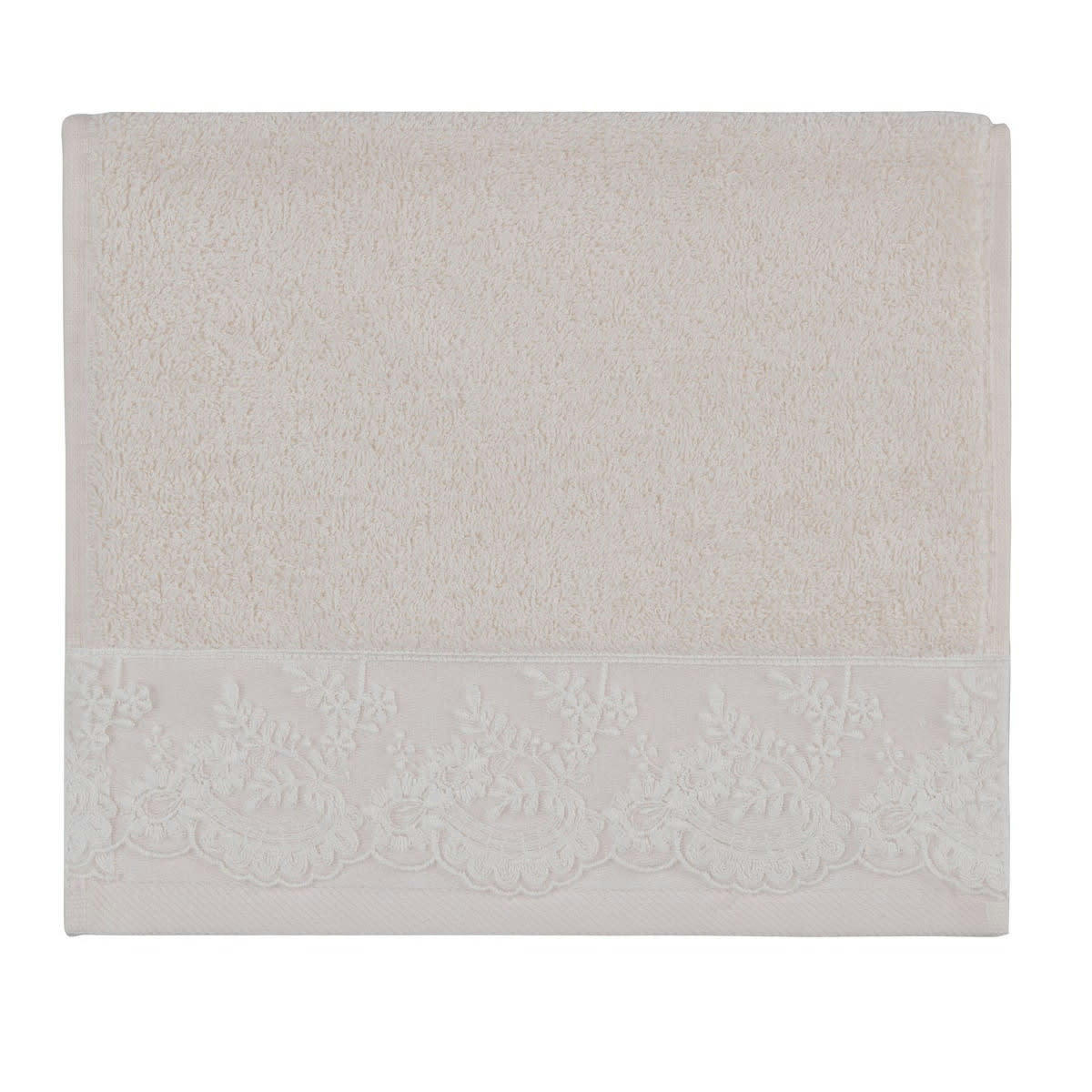 YASMEEN - Lot de 3 serviettes invité Blanc Cassé 30x50 cm