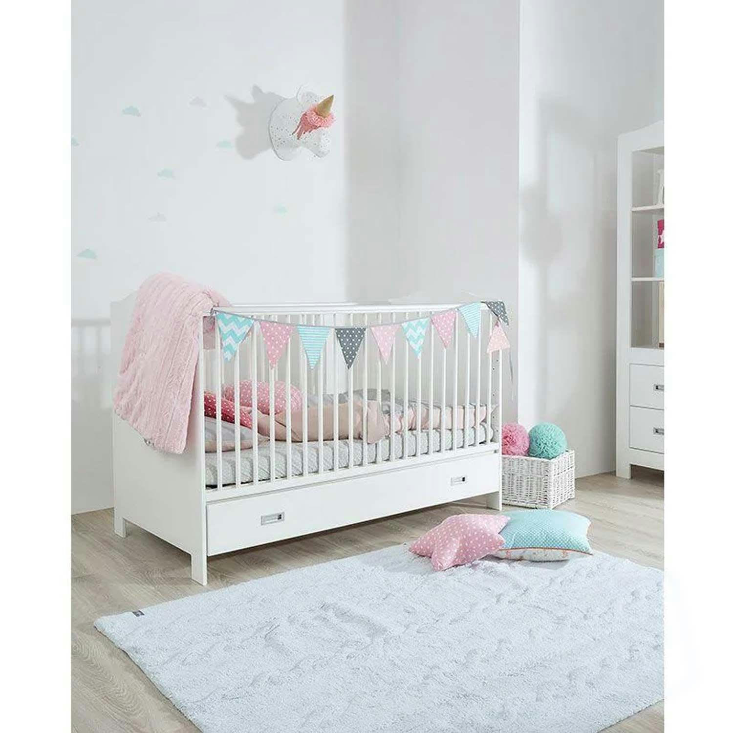 TRESSE - Tapis coton motif tresse bleu 120x80