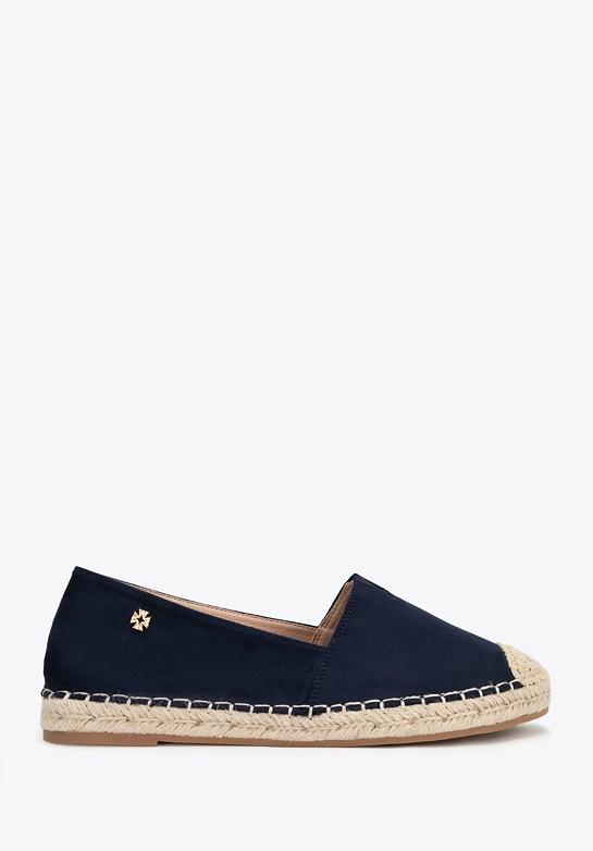 Damskie espadryle z plecionym noskiem granatowe