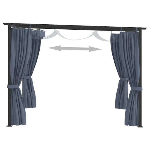 NNEVL Gazebo with Curtains 3x3 m Anthracite Steel