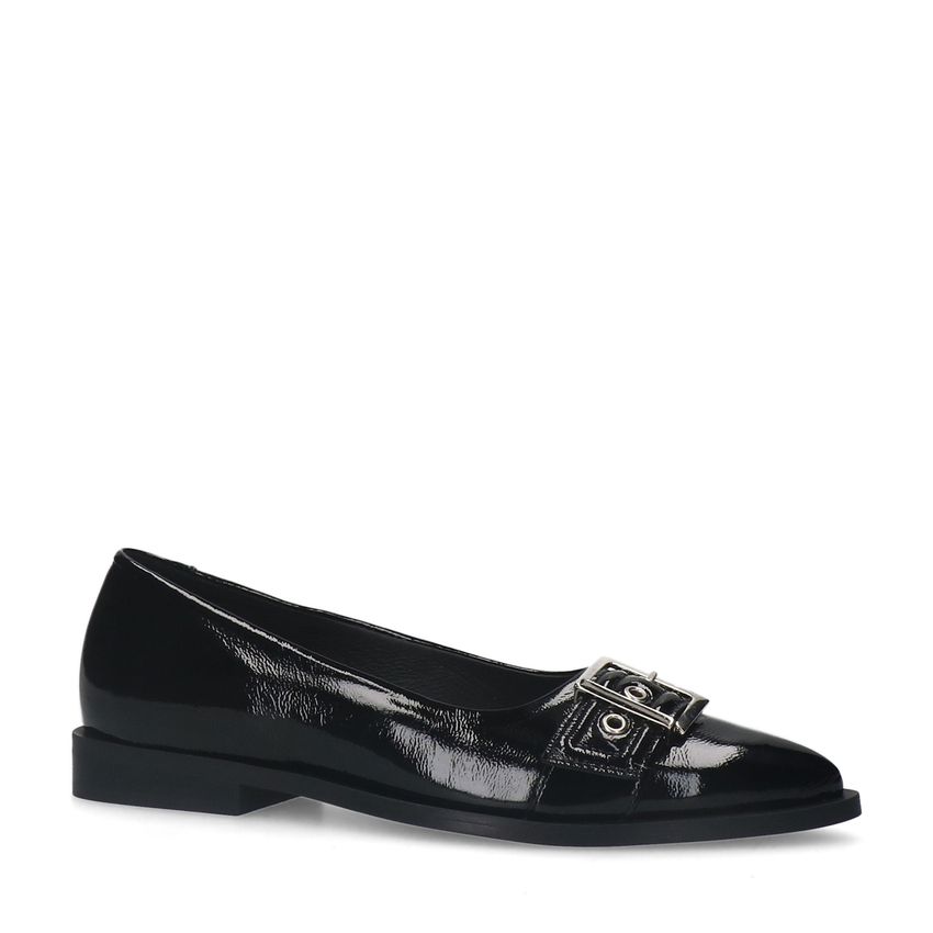 Manfield Zwarte lakleren loafers