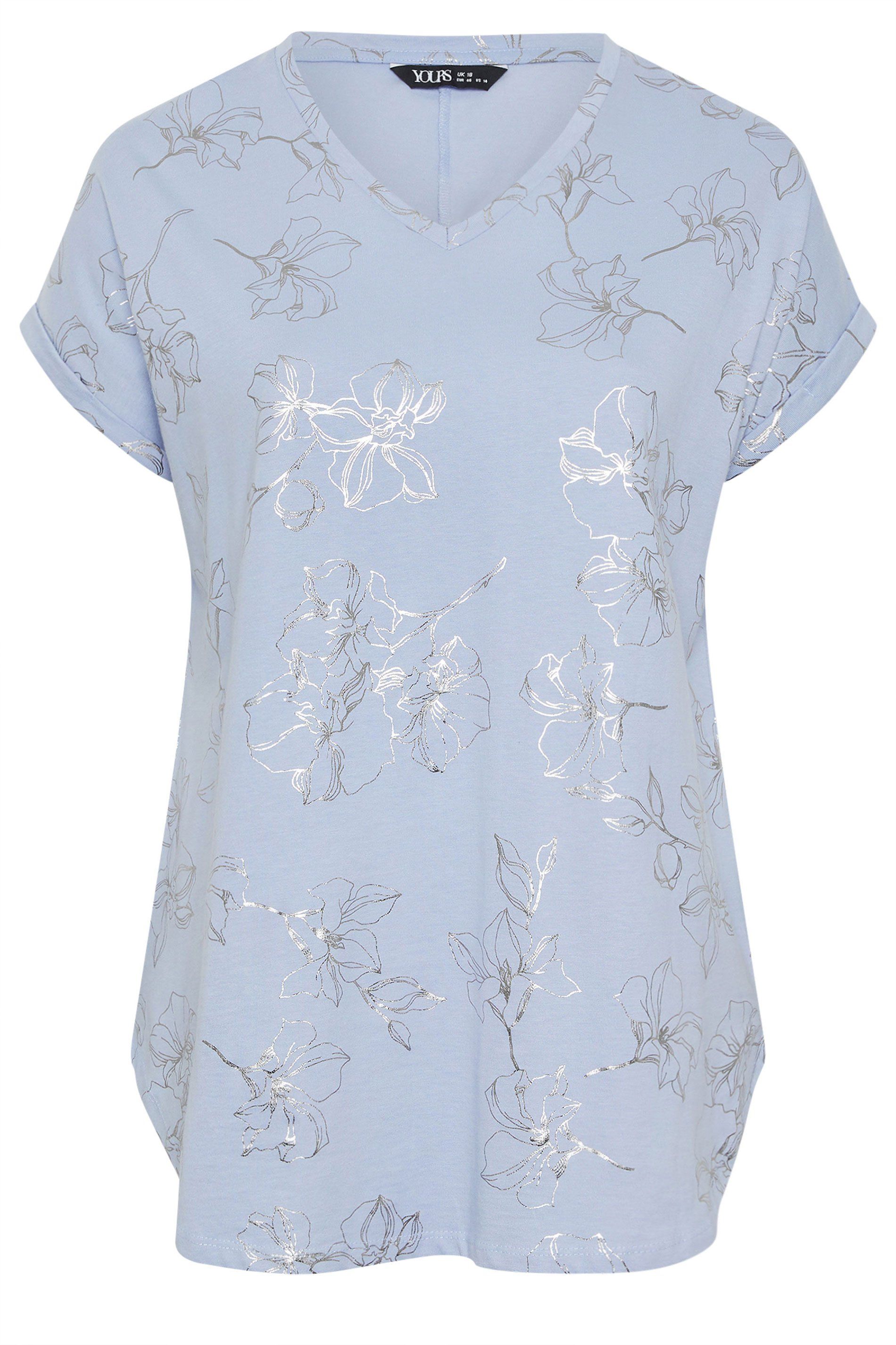 Yours Foil Notch Neck Top