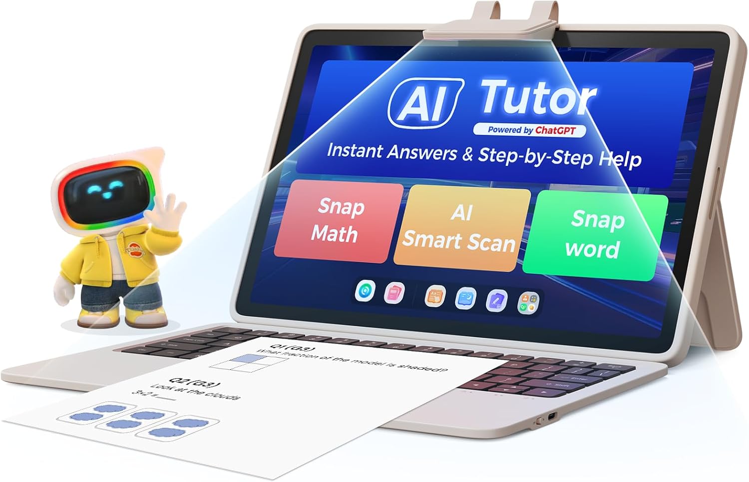 AI Kids Tablet with Parental Control - 50000+ Content AI Tutor Learning Tablet with ELA  Math  ABC  Word  Read  Phonics  STEM for Homeschooler Educational Study for G1 - G6 (TalPad T100 with Keyboard)