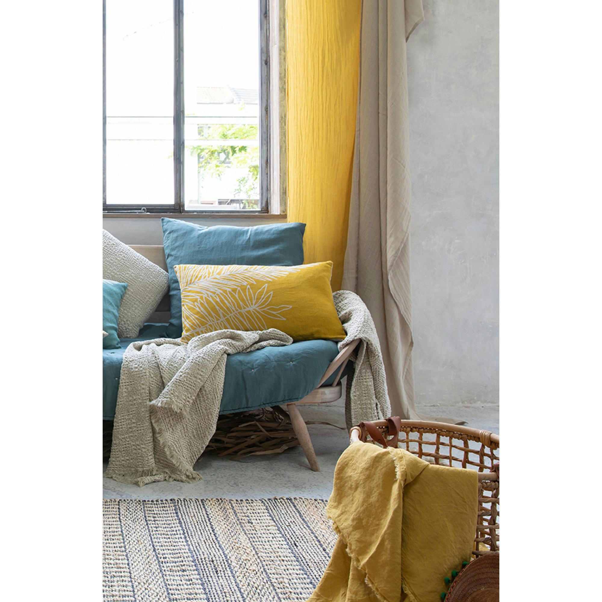 ZEFF - Rideau voile  en lin vert de gris 140 x 280