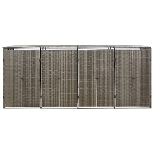 NNEVL Quadruple Wheelie Bin Shed Grey 274x80x117 cm Poly Rattan