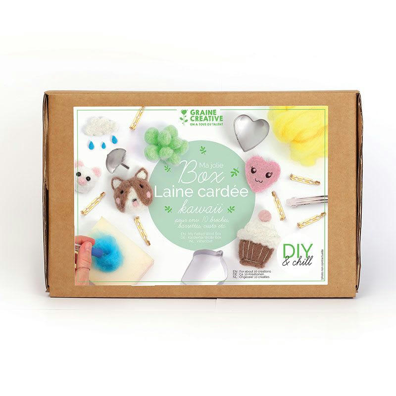 DIY - Coffret laine cardée kawaï 25x15x10cm