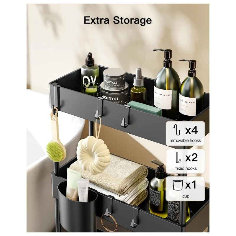 Slim Storage Cart with Wheels - 7.1 x 15.8 x 26.4 inches