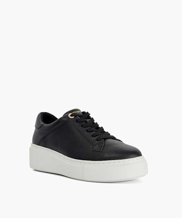 Evienne Black - Leather Lace-Up Chunky Trainers