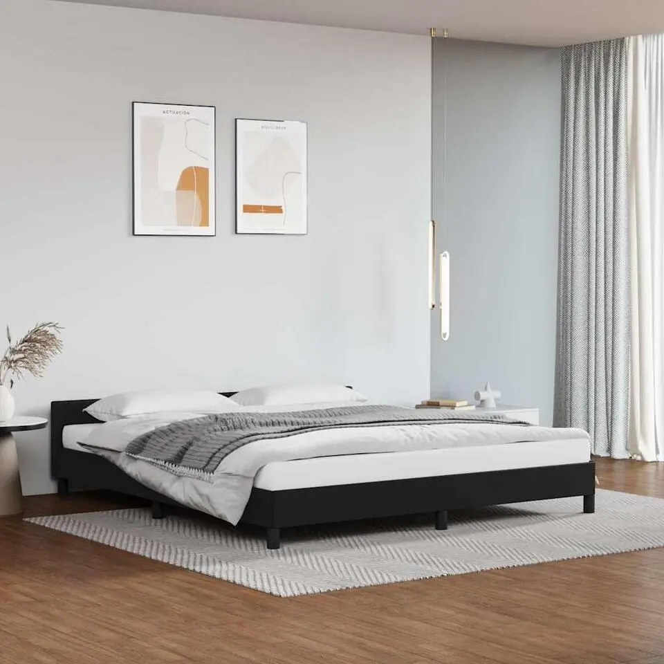 vidaXL - Tweepersoonbed zonder matras - Zwart - Kunstleer - 160x200 cm