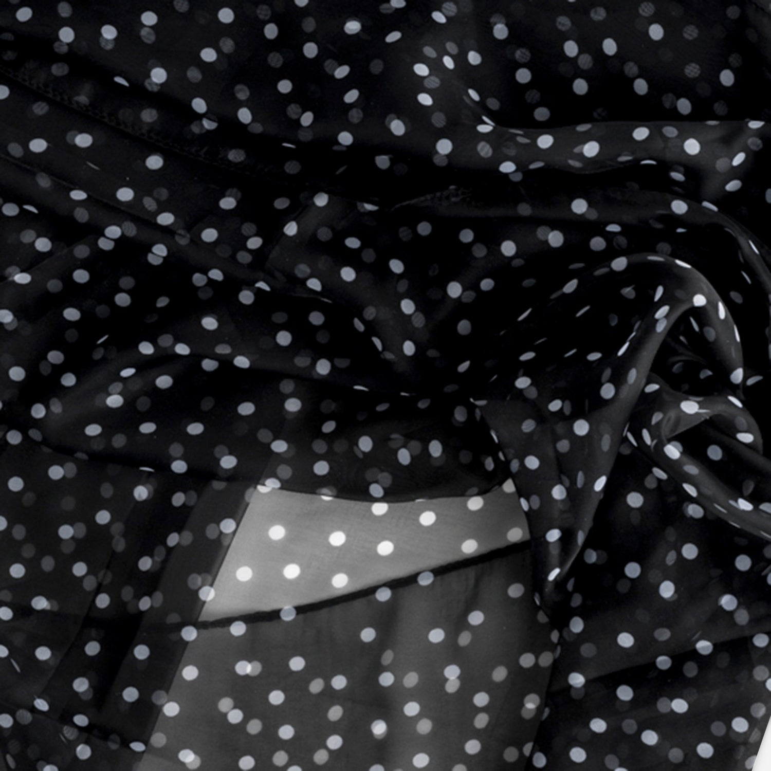 Foulard noir motif pois blancs