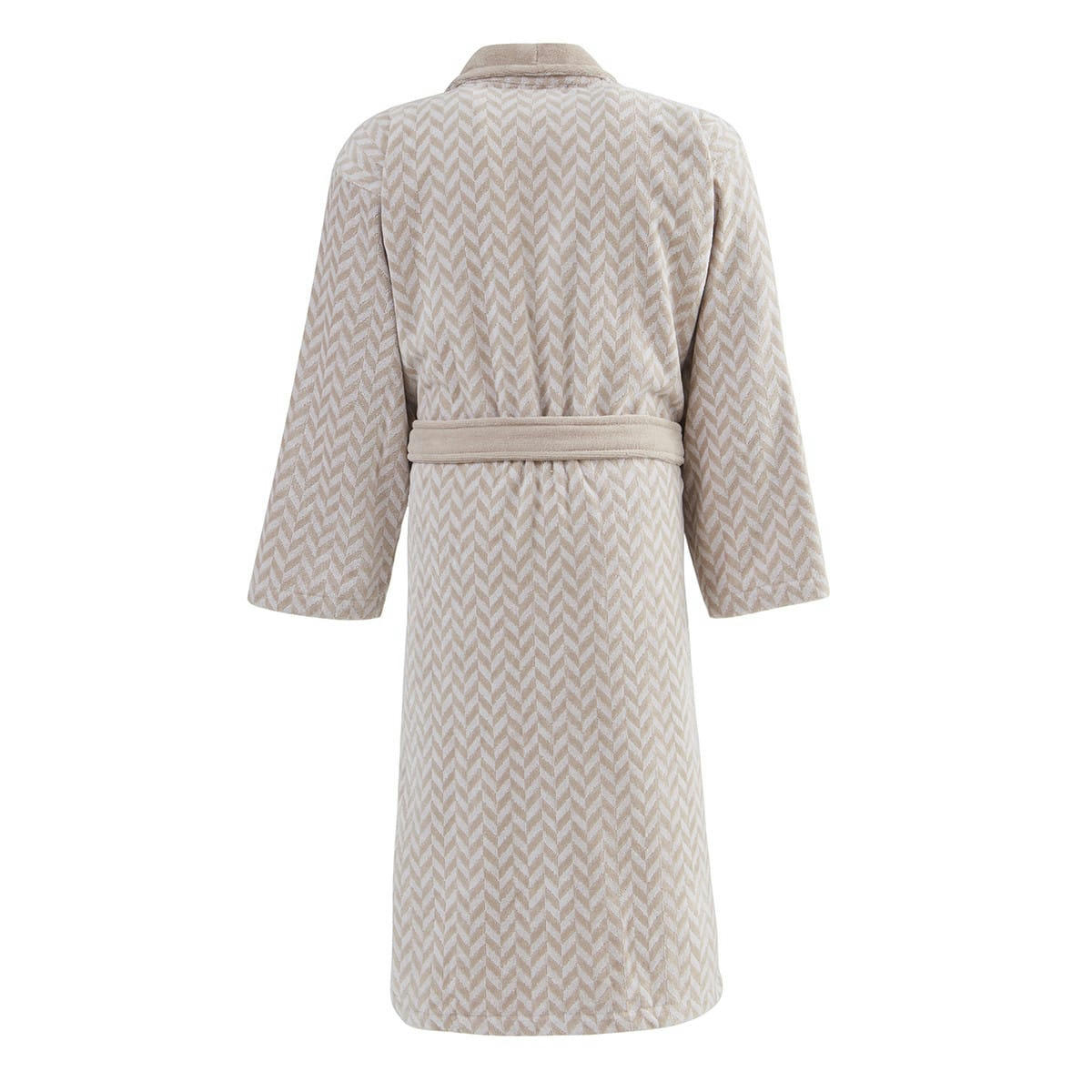 CHEVRON - Peignoir col châle velours  sable XL