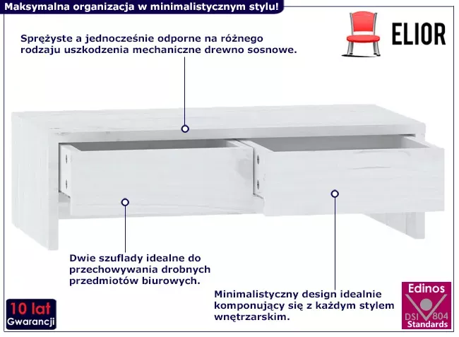 Podstawka pod monitor z drewna sosnowego - Tiska
