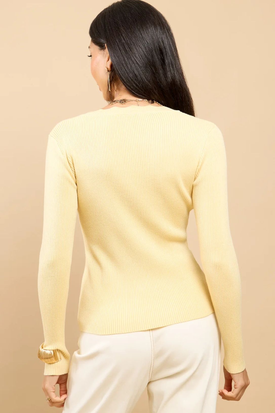 Little Mistress Lemon Scallop Knit Cardigan