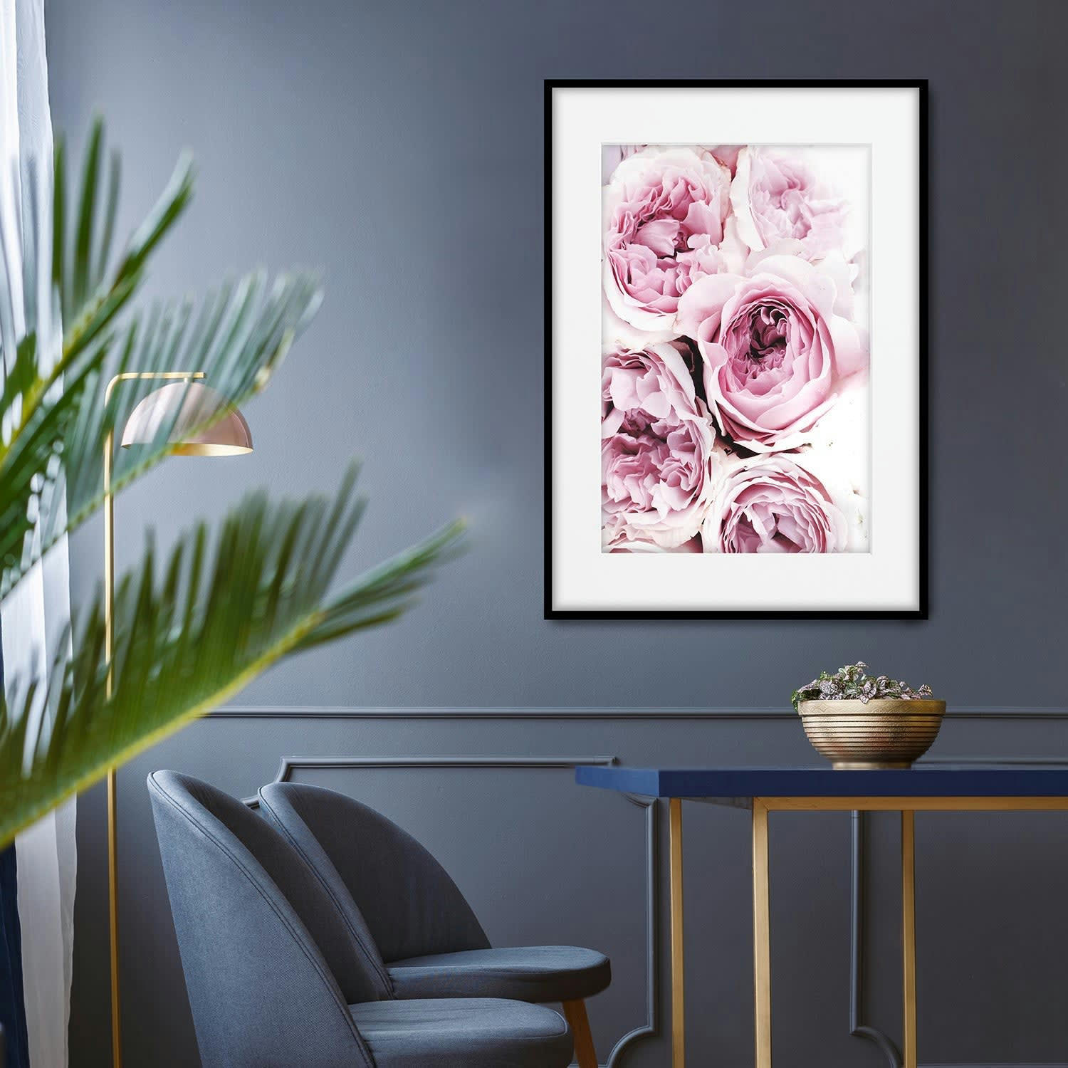 FLORES - Affiche avec cadre noir - Bouquets de Roses - 30x40