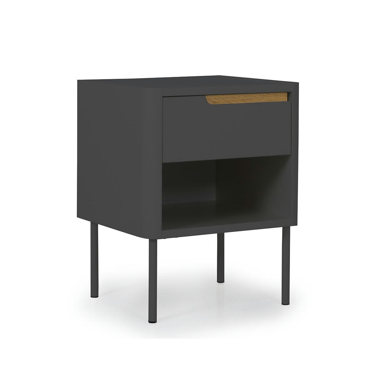 PATIPATI - Table de chevet contemporaine avec tiroir gris