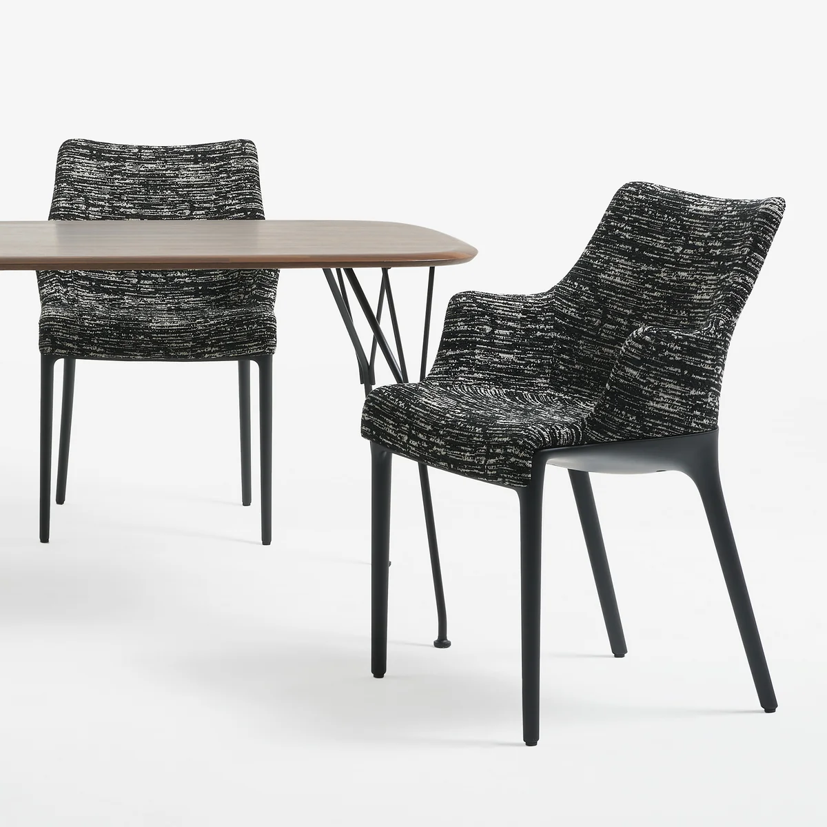 Kartell - Eleganza Nia Armlehnstuhl, Gestell schwarz / Stoff Melange schwarz
