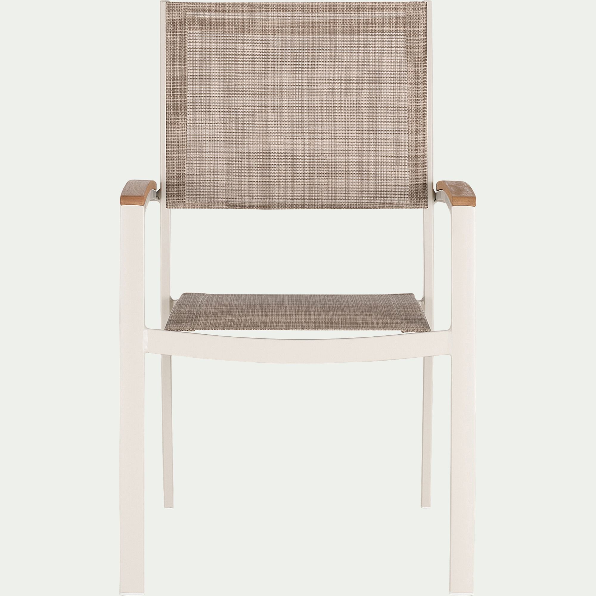 DOLE - Chaise de jardin empilable avec accoudoirs en aluminium - blanc écru